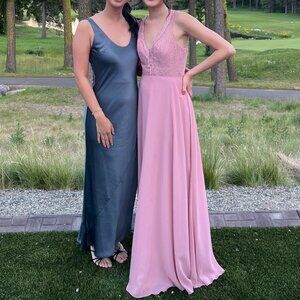 Azazie Darlene Dusty Rose Pink Chiffon Maxi Dress